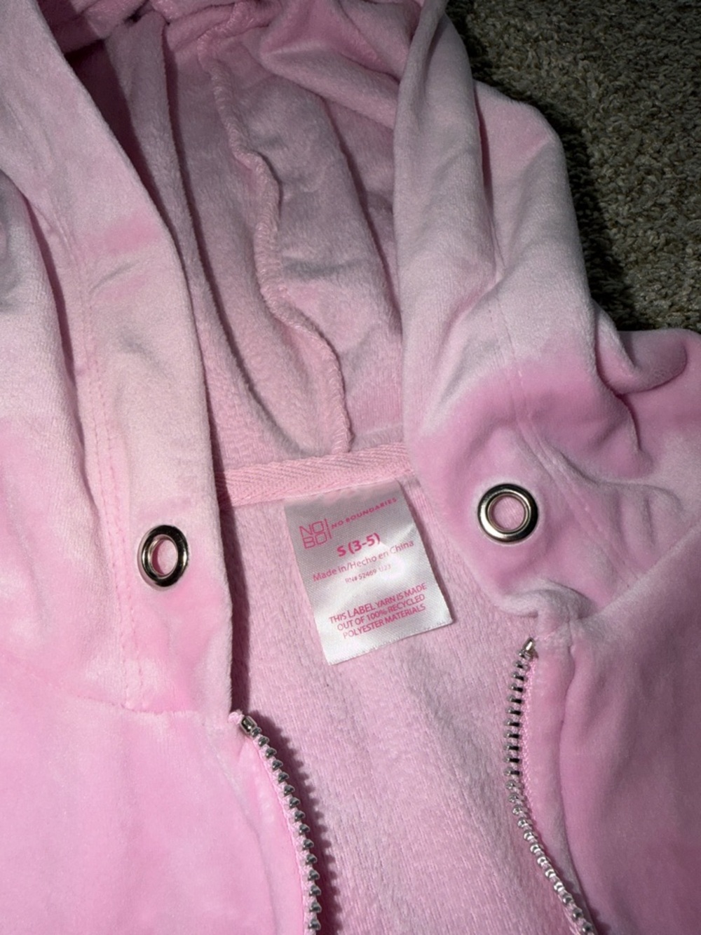 No Boundaries Light Pink Velour Hoodie & Jogger Set - Picture 2 of 3